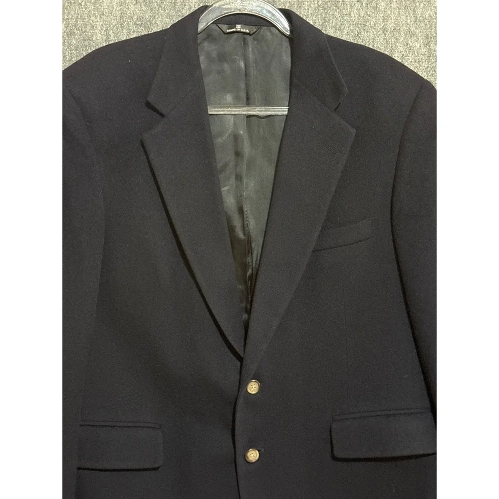 Chaps Ralph Lauren Navy Blue Camel Hair Blazer Sport Coat Made in USA Mens